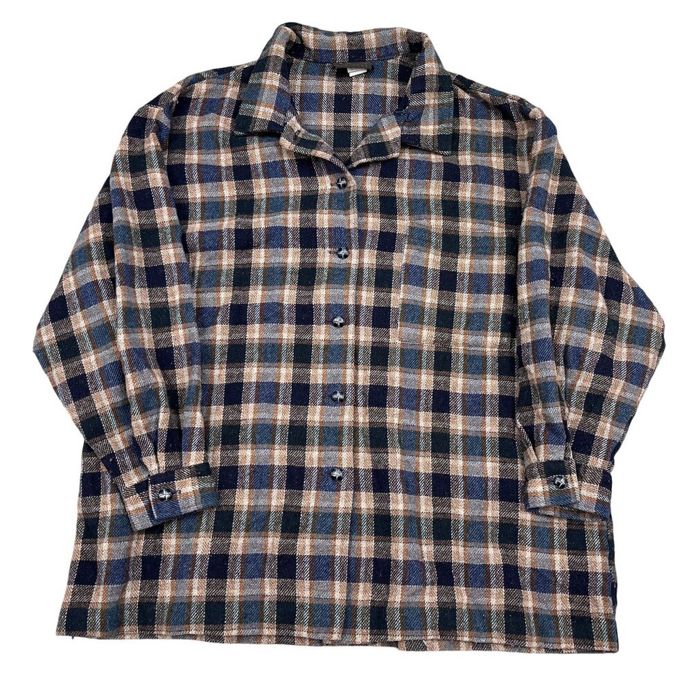 Vintage David Paul New York Wool Blend Flannel Button Down Shirt Size Large